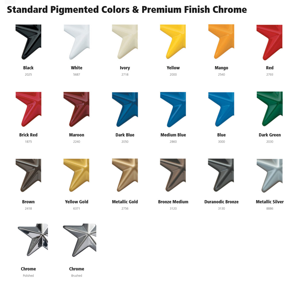 Standard Pigmented Colors